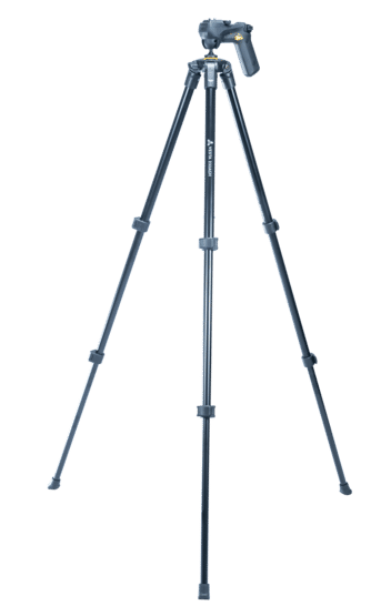 Adjustable aluminum pistol grip head tripod with bubble level from Vanguard. The Vesta tripod is the perfect mount for your next hunt.